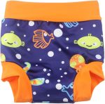 Leideur Baby Swim Nappies for Kids Cover Diaper High-Waisted Swimming Shorts (2-3 Years, Navy Stripe) - Image 4